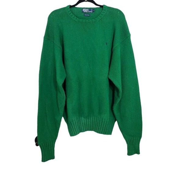 Polo Ralph Lauren Other - Polo Ralph Lauren Mens Sweater Green Vtg 90s Cotton Cable Knit Handknit Sz XL
